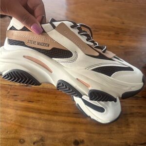 Steve Madden Women's Sneakers - Black, Cream, and Tan